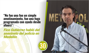 Fico Gutiérrez habló del asesinato del policía en Medellín