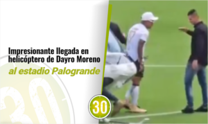 Impresionante llegada en helicóptero de Dayro Moreno al estadio Palogrande