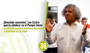 Divertido momento Leo Castro quería celebrar en el Parque Lleras el triunfo contra Atlético Nacional y Gamero no lo dejó