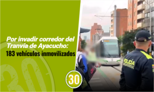 Por invadir corredor del Tranvía de Ayacucho: 183 vehículos inmovilizados