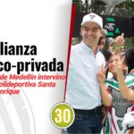 Con alianza público-privada, la Alcaldía de Medellín intervino la cancha polideportiva Santa Inés, en Manrique